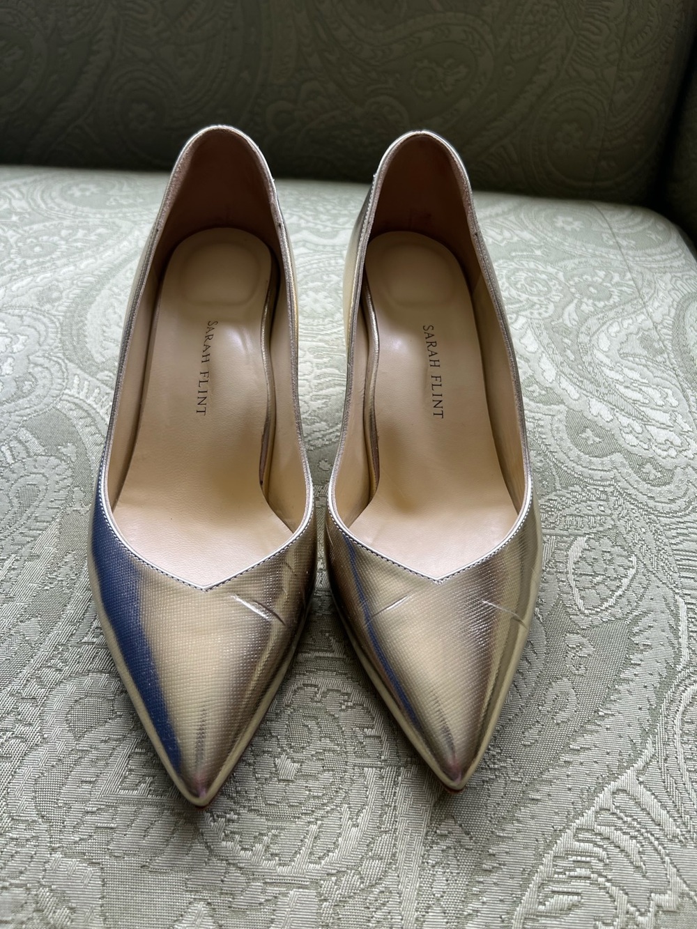 Sarah Flint Perfect Emma Gold Saffiano Size 38/8